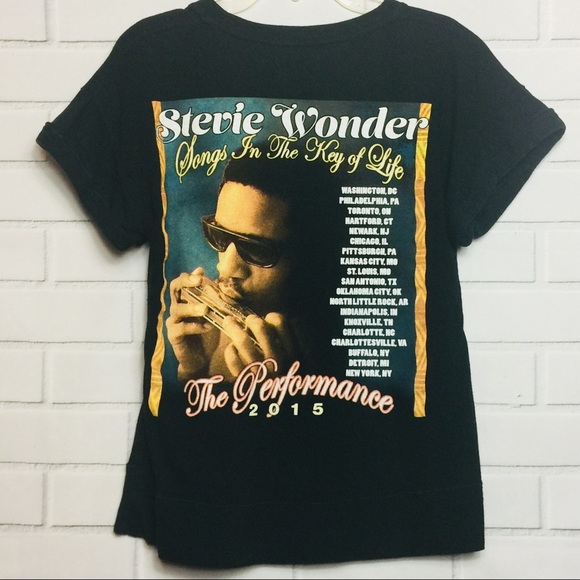 VINTAGE STEVE WONDER GRAPHIC CONCERT TEE | Black M - Picture 3 of 3